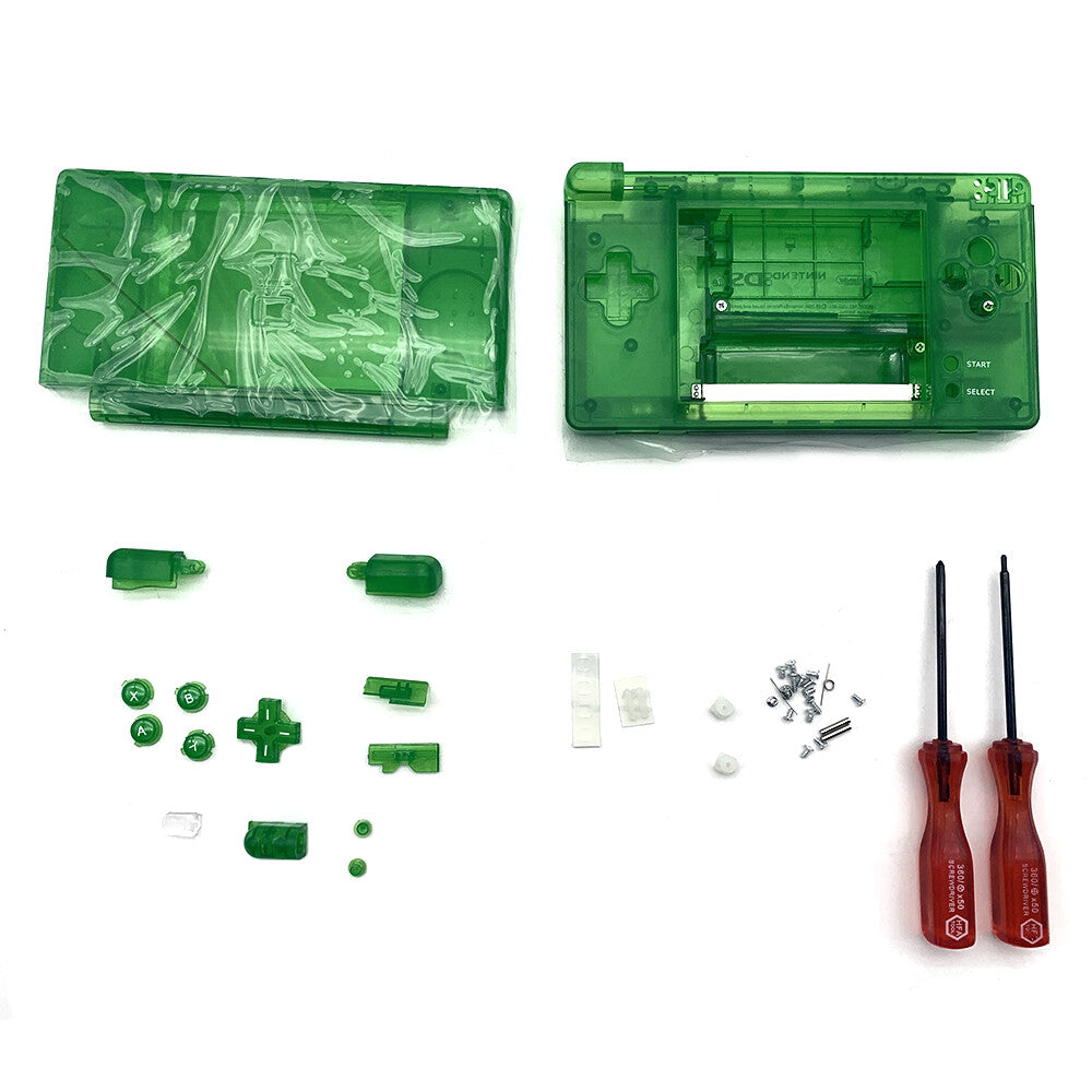 New For Nintendo DS Lite Full Replacement Top & Bottom Housing Shell Clear Green