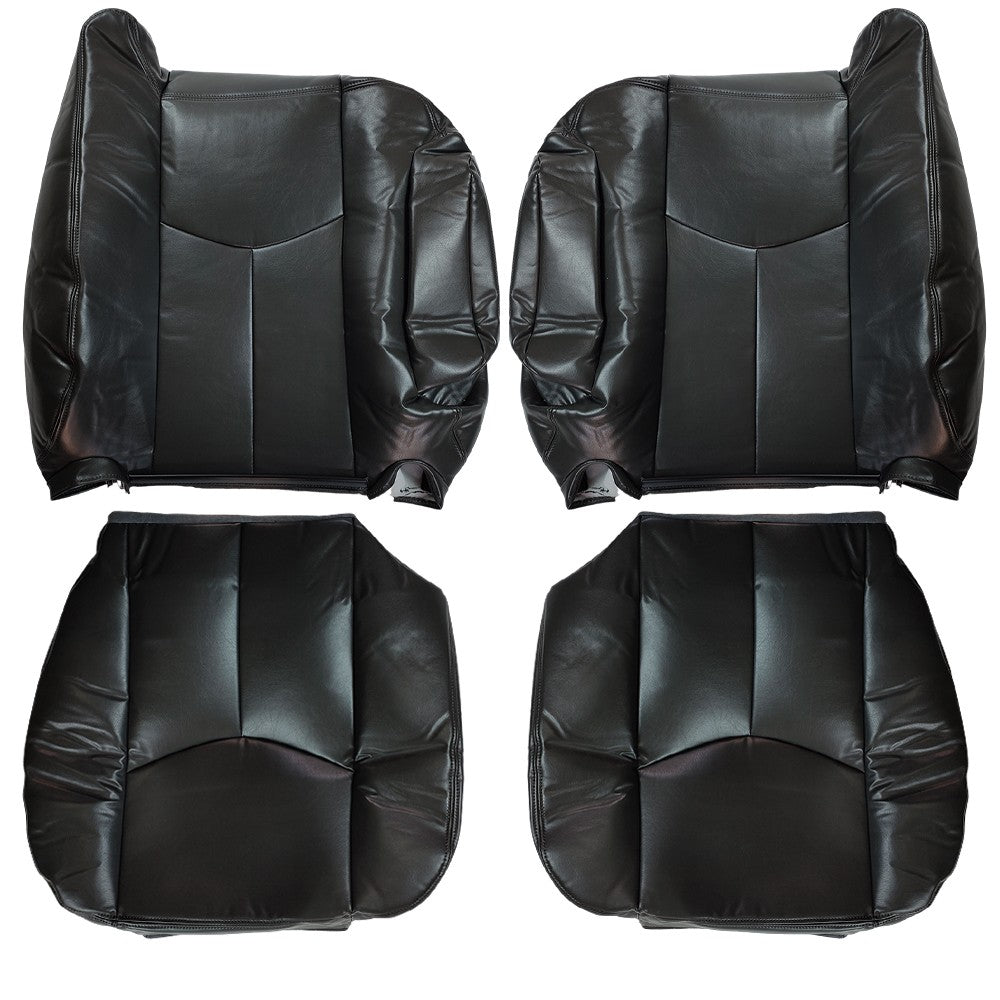 For 2004 2005 2006 Chevy Tahoe Silverado 1500 Front Leather Seat Covers Black