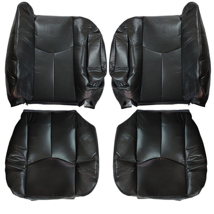 For 2004 2005 2006 Chevy Tahoe Silverado 1500 Front Leather Seat Covers Black