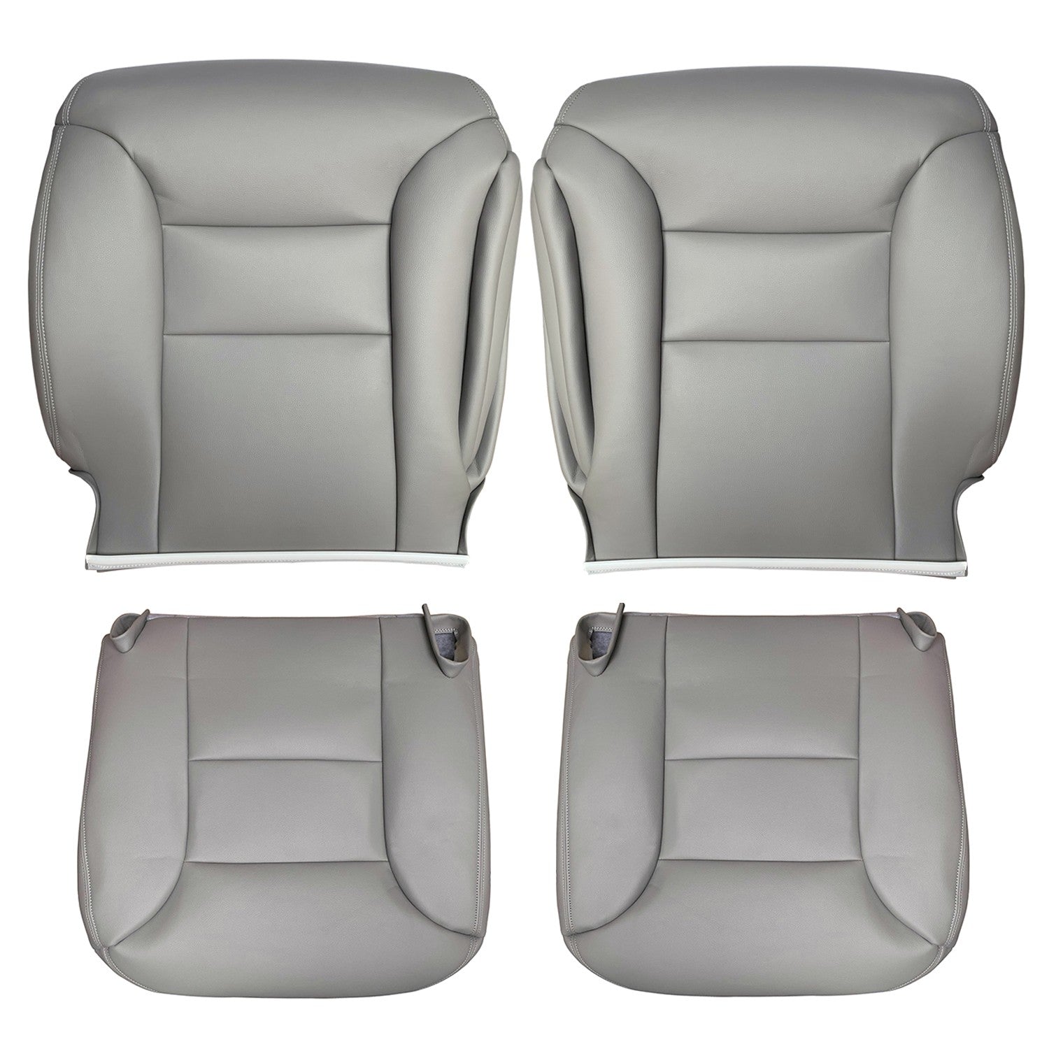 Driver Passenger Leather Seat Covers Gray For 1995 - 1999 Chevy Silverado Tahoe