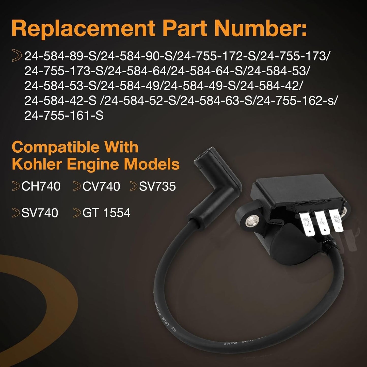 Lgnition Coil Spark DSAI Module For Kohler CH740 CV740 SV735 SV740 GT1554