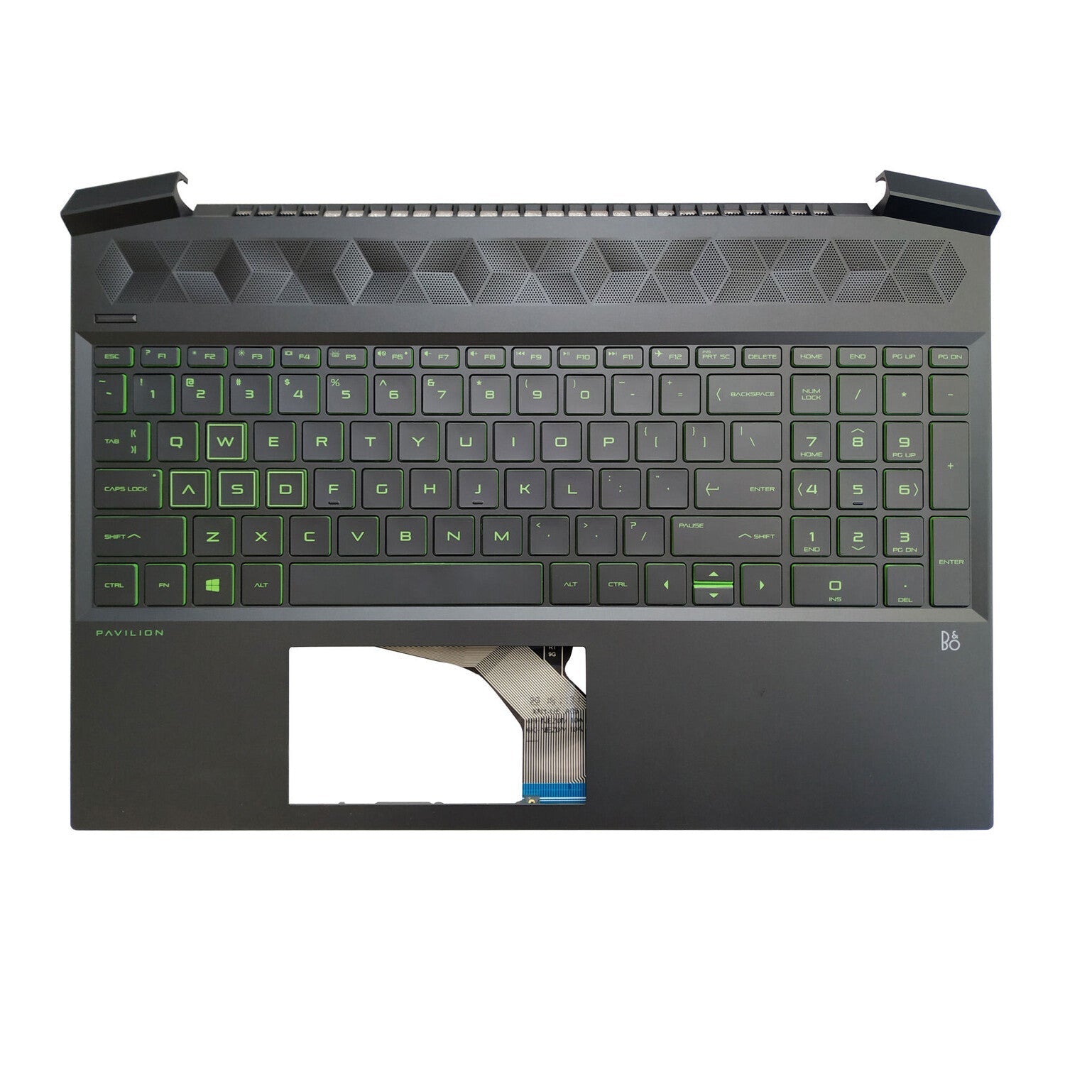 For HP Pavilion 15-EC 15-EC0003CA 15-EC0013DX Palmrest Keyboard Green Backlit US