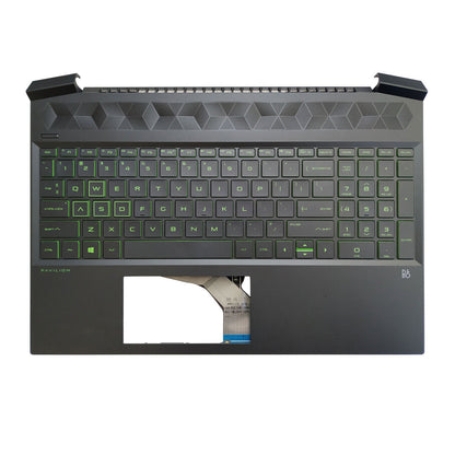 For HP Pavilion 15-EC 15-EC0003CA 15-EC0013DX Palmrest Keyboard Green Backlit US