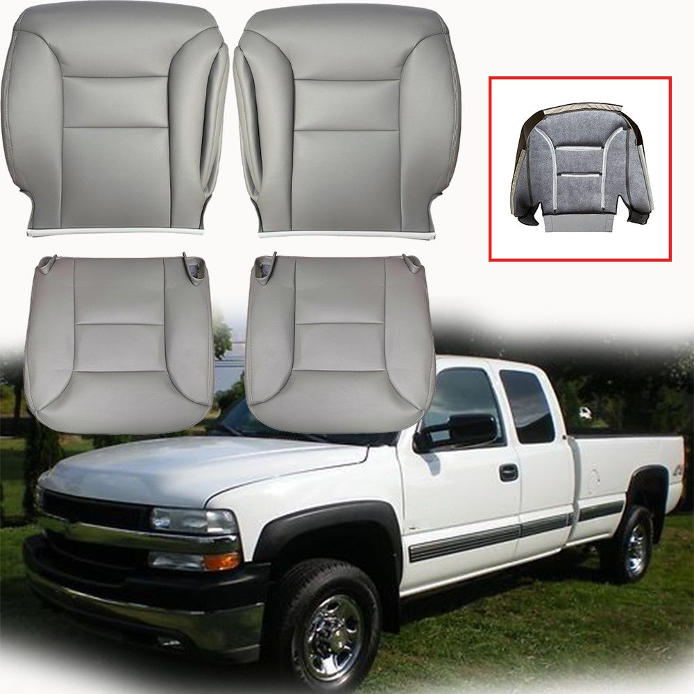 Driver Passenger Leather Seat Covers Gray For 1995 - 1999 Chevy Silverado Tahoe