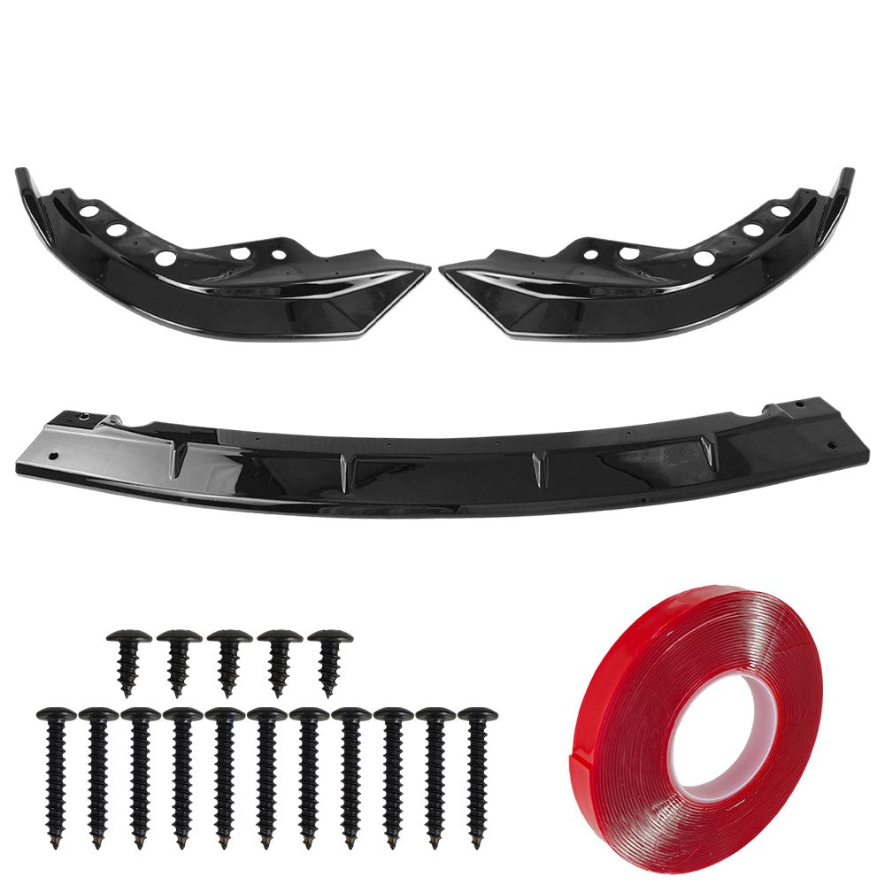 For BMW G20 330i M340i M Sport 2019-22 GT Style Gloss Black Front Bumper Lip Kit