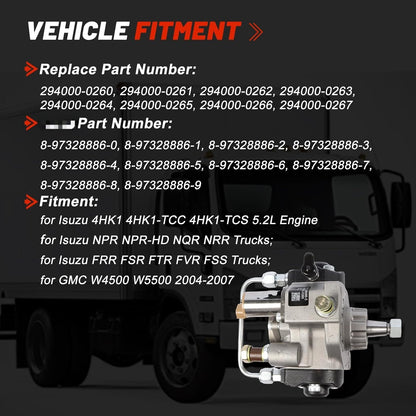 For Isuzu NPR 4HK1 5.2L 2004-2007 Fuel Pump 294000-0262 Direct Replacement