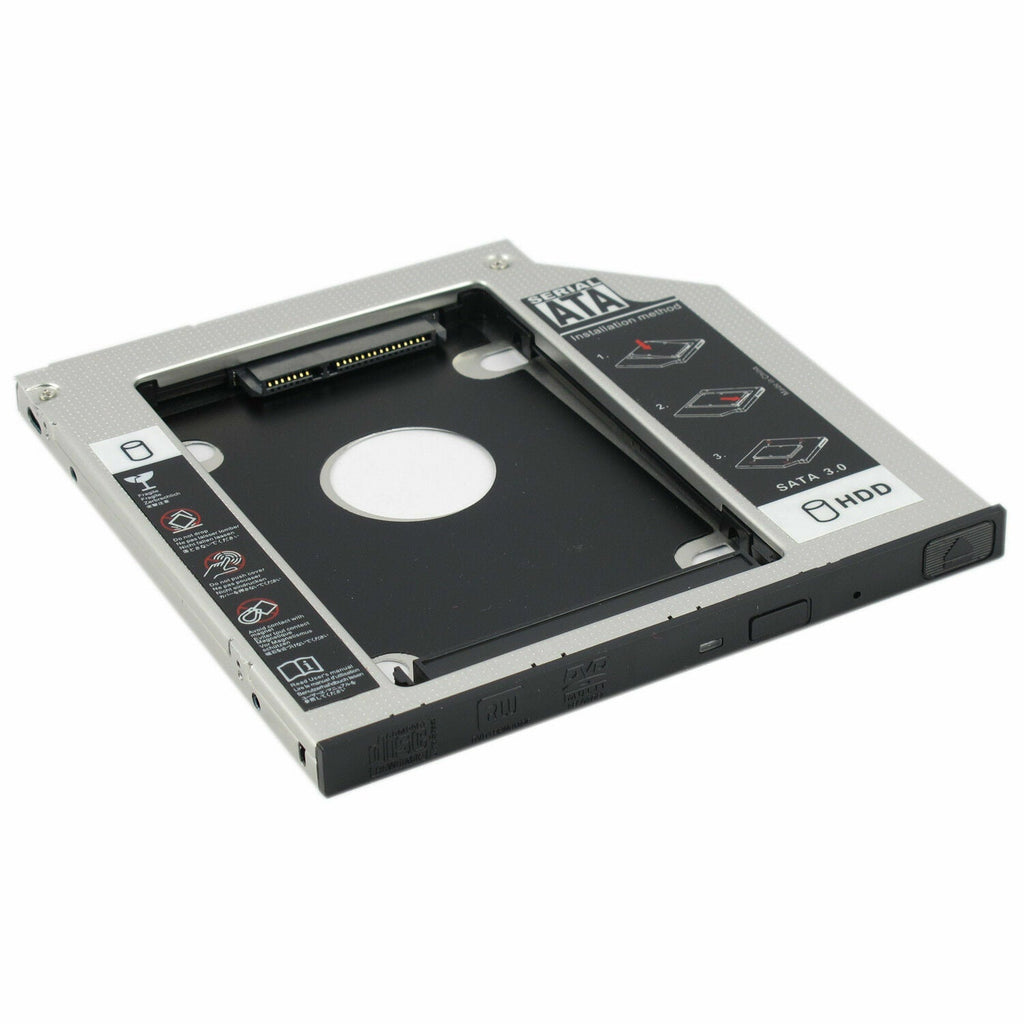 New 12 7mm DVD CD ROM Optical Bay SATA 2nd SSD Hard Drive Caddy Bracket USA