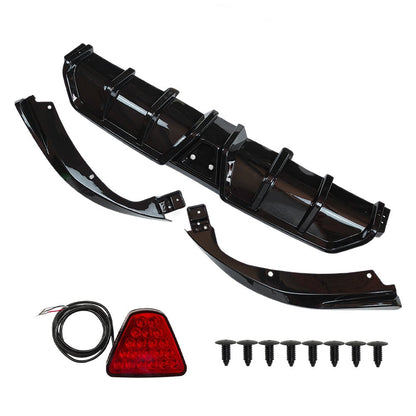 For 2016-21 Civic Sedan  Gloss Black DIffuser Kit W/ LED Light