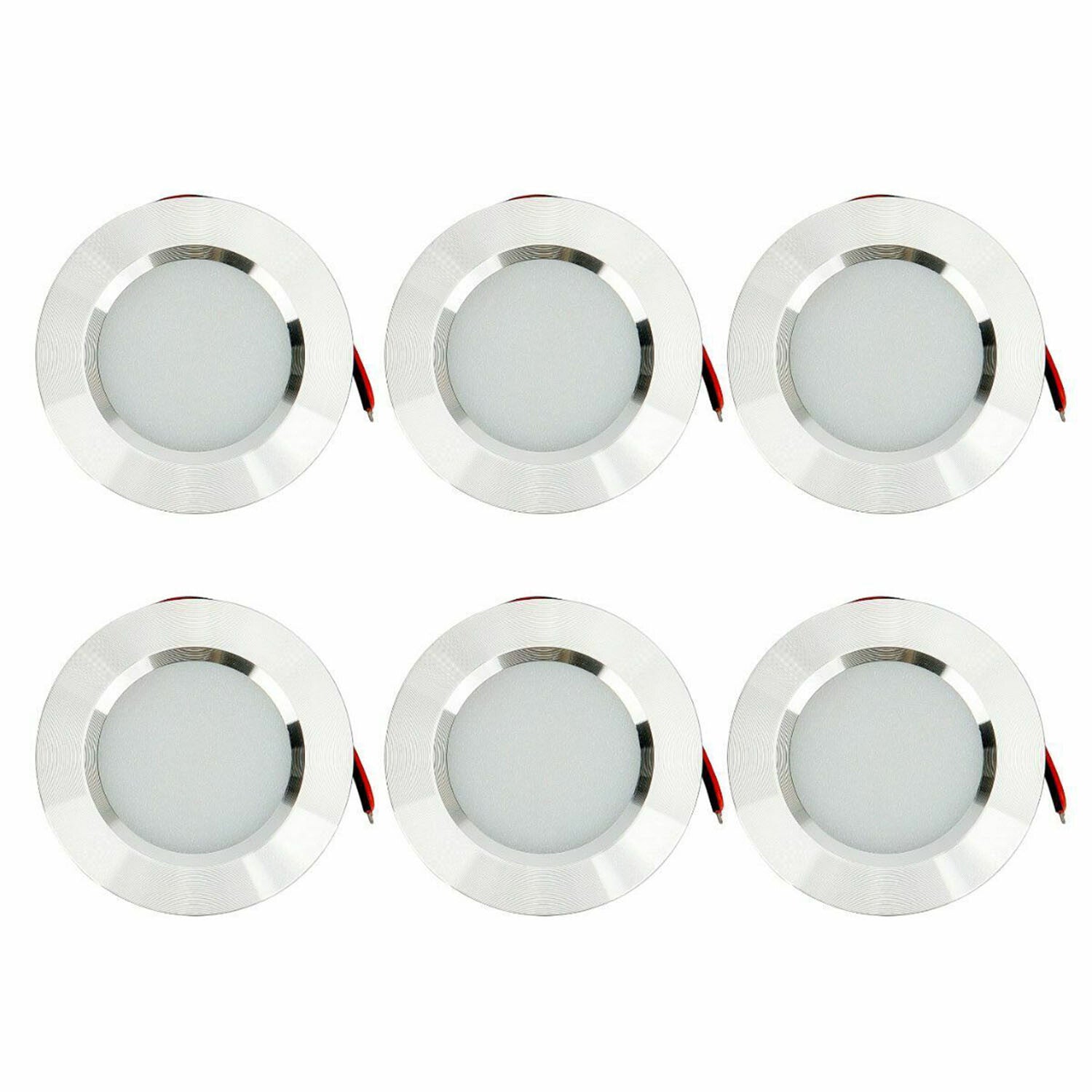 6X 12V LED Lights Recessed Ceiling light For RV Camper Interior Cool White 6400K