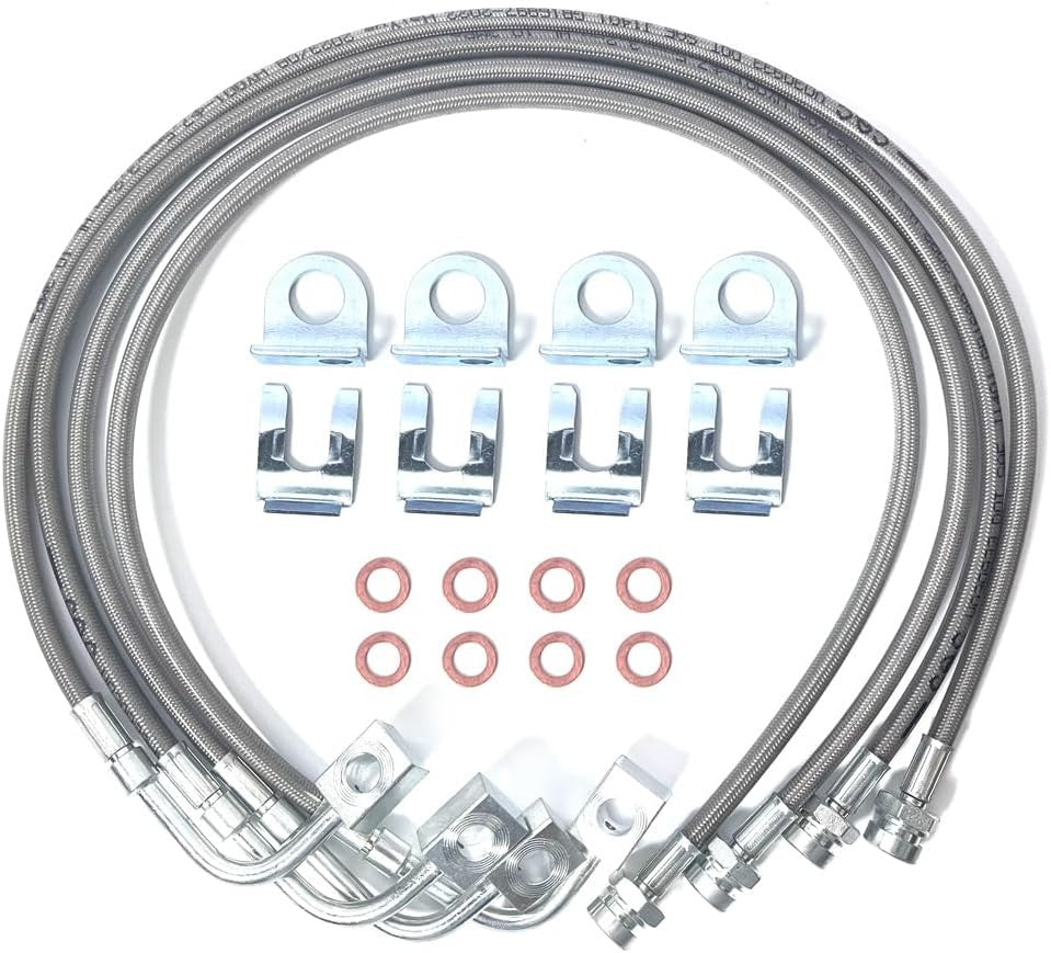For 07-18 Jeep Wrangler JK 2-6" Lift Front+Rear Extended SS Brake Line Kit 89716