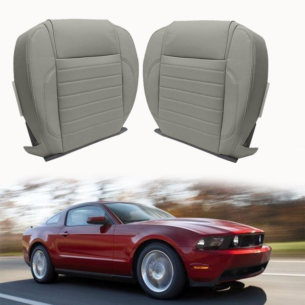 Driver & Passenger Bottoms Leather Cover Gray For 2010 - 2014 Ford Mustang