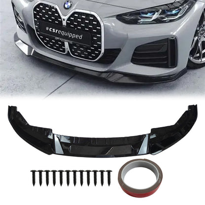 FOR 21-25 BMW G26 M440i i4 M50 GRAN COUPE 3D STYLE GLOSS BLACK FRONT BUMPER LIP