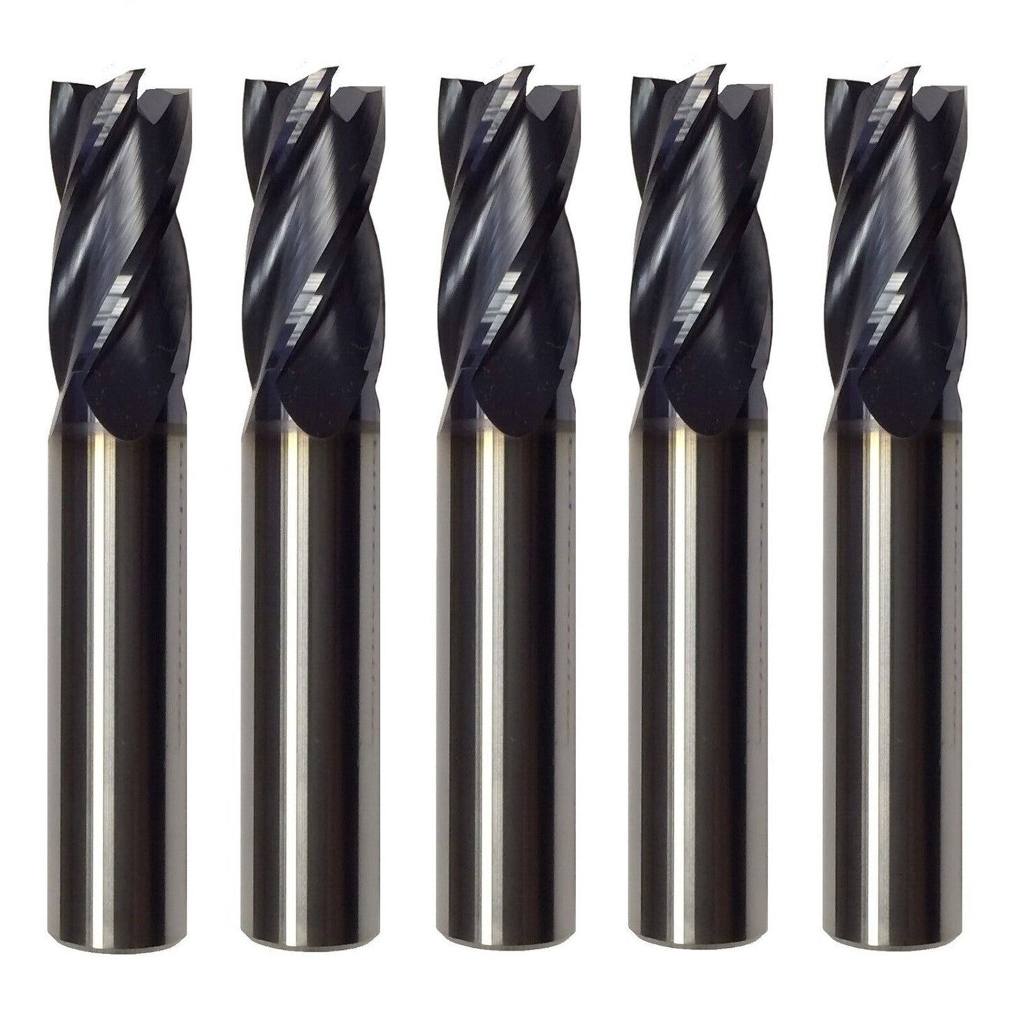 5 PCS 1/2 Inch 4 Flute Carbide End Mill Regular Length TiALN Coated