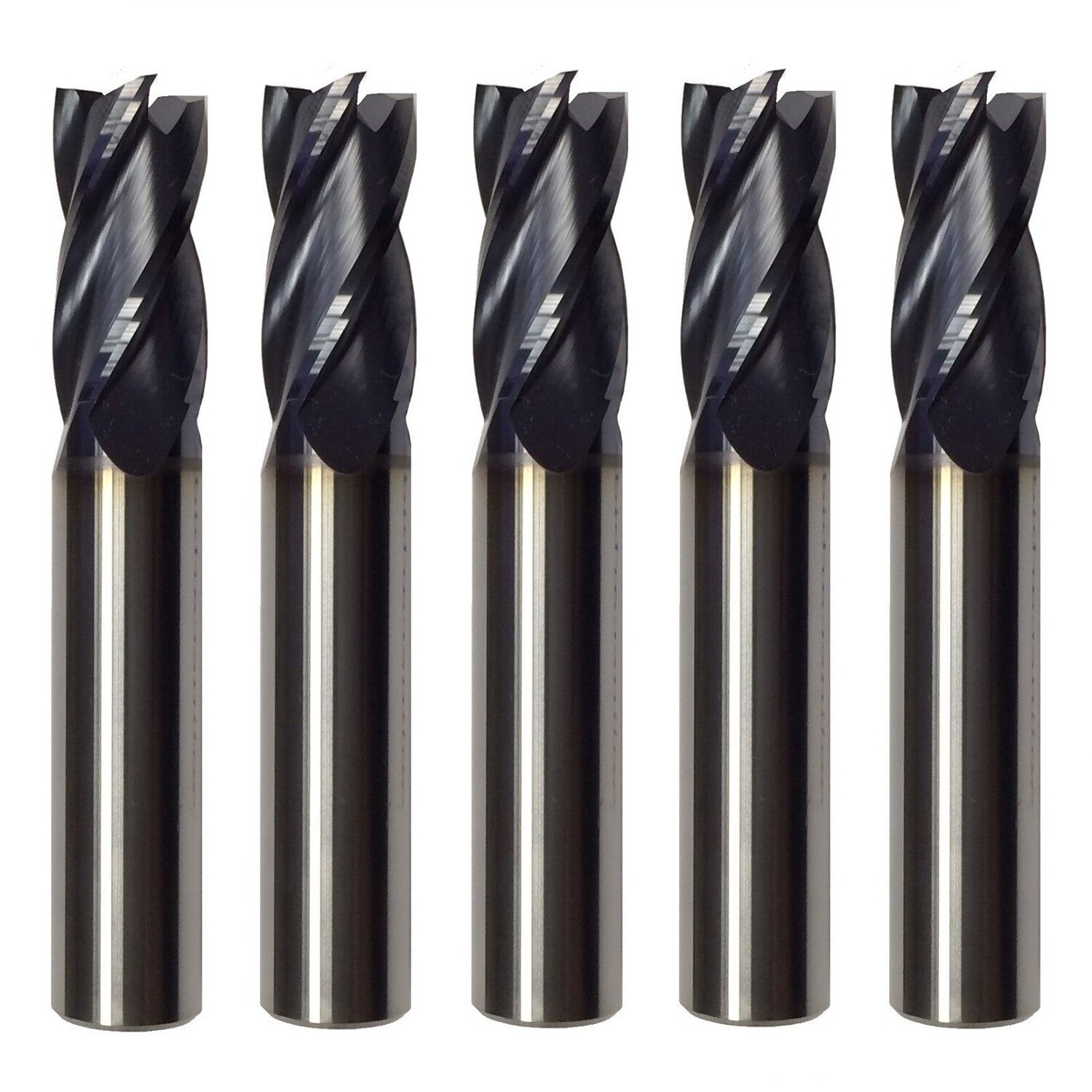 5 PCS 1/2 Inch 4 Flute Carbide End Mill Regular Length TiALN Coated