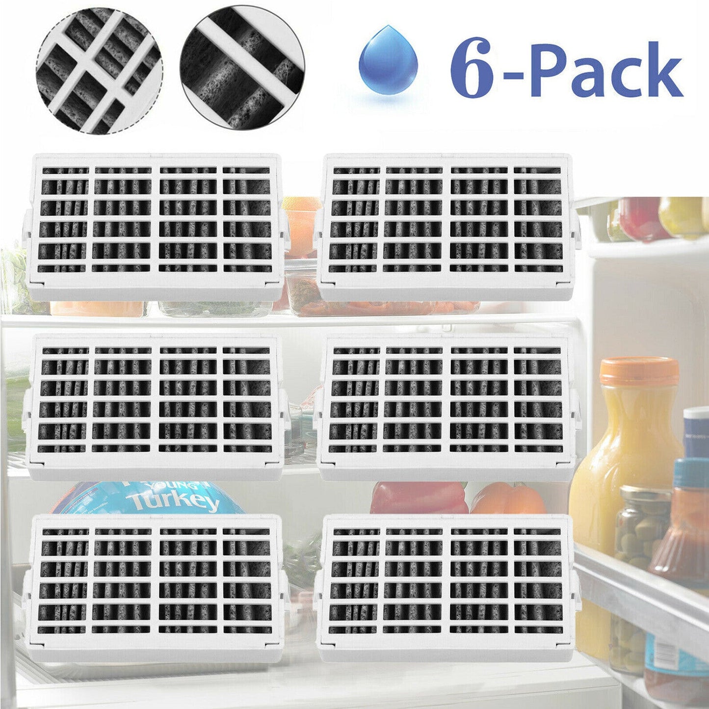 6 × Replacement Air Filter For Whirlpool W10311524 AIR 1 Fresh Flow Refrigerator