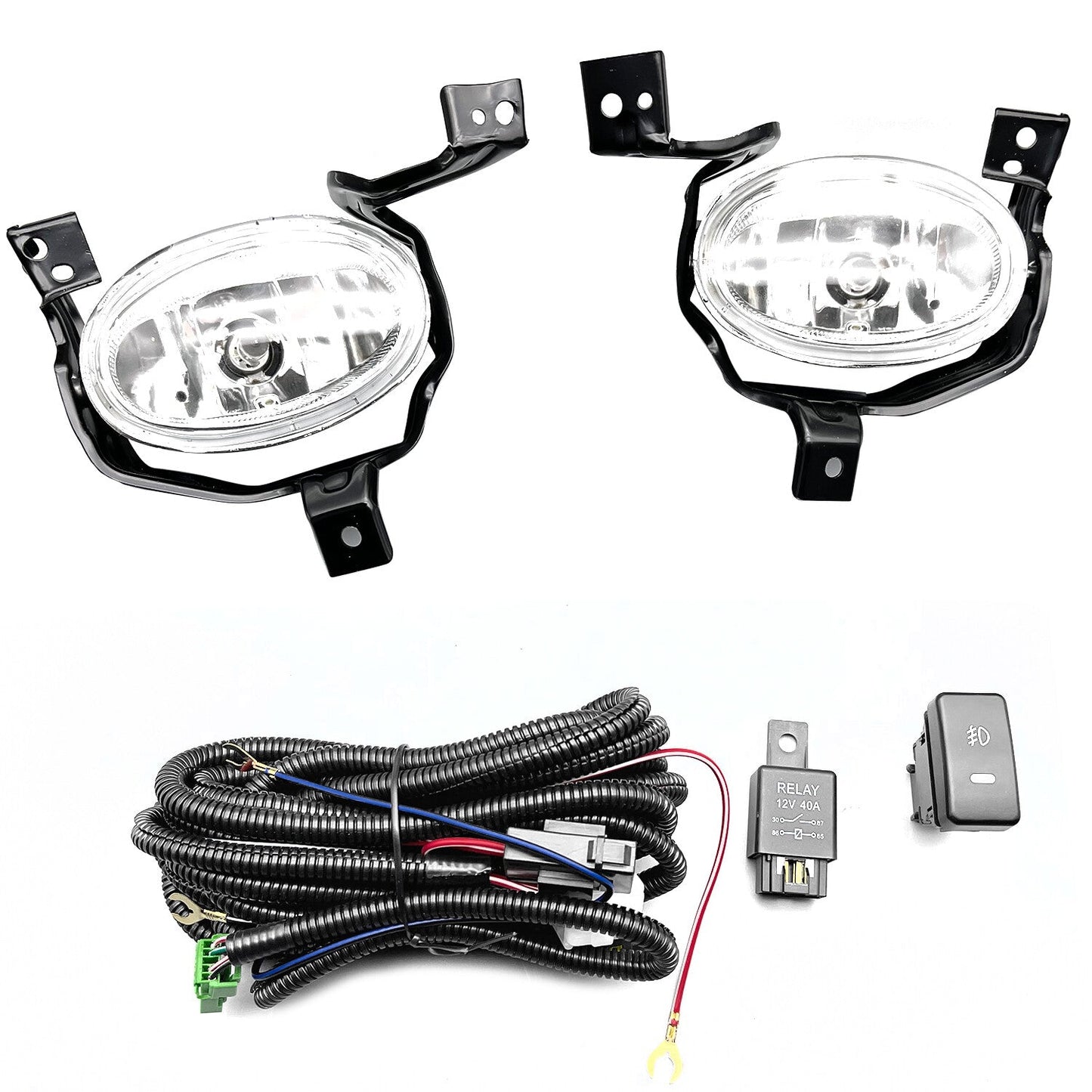 Left+Right Front Bumper Fog Lights+Switch+Wiring For 2010-2011 Honda CR-V CRV