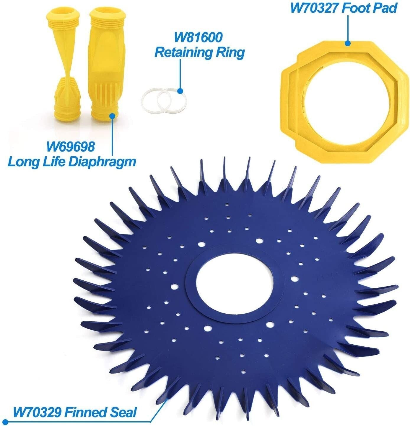 4 Pieces For Baracuda Pool Cleaner W70329 Finned Seal W69698 Diaphragm Foot Pad