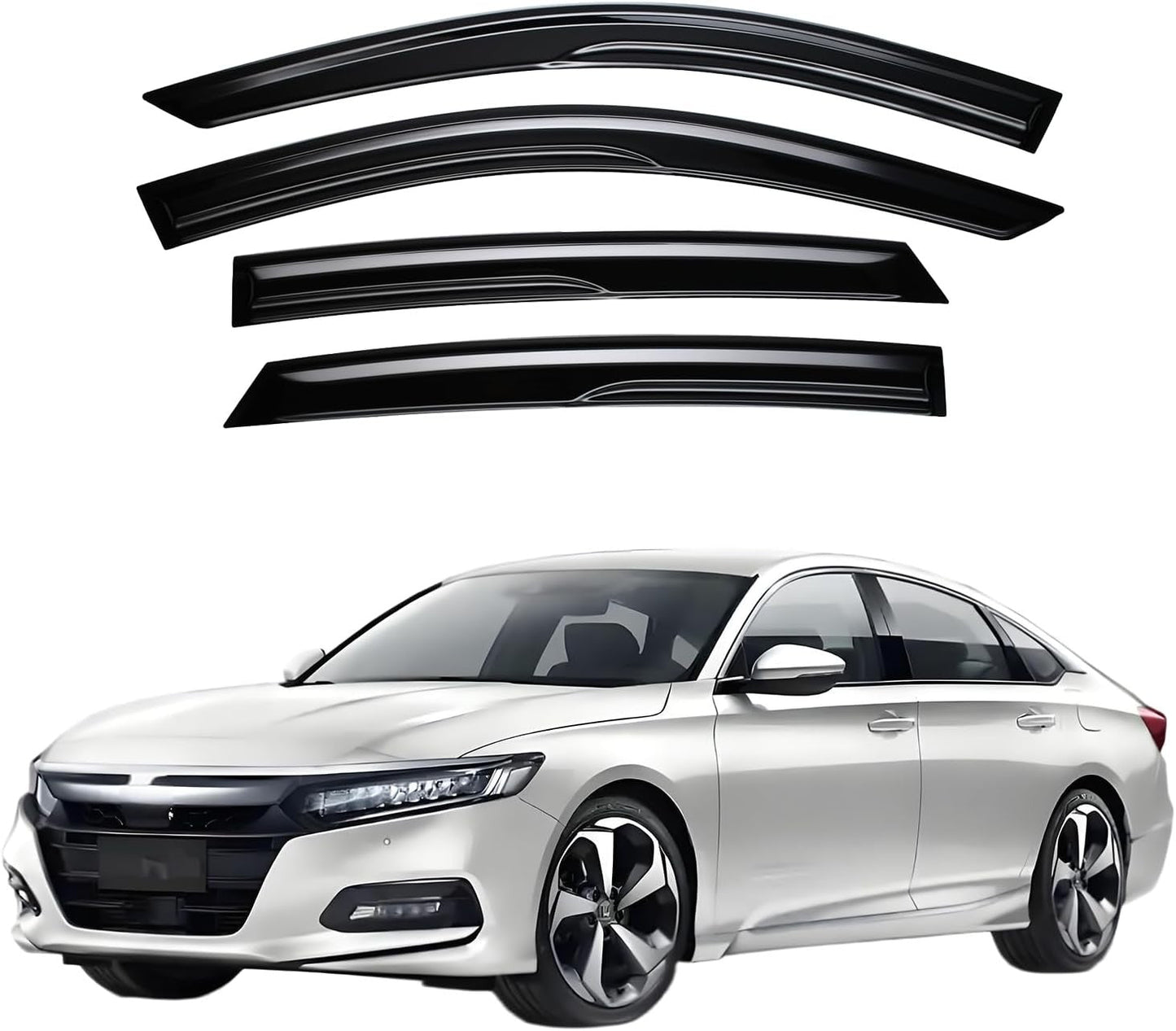 FOR 2023-25 HONDA ACCORD 11TH GEN BLACK TRIM WINDOW VISOR RAIN GUARD WITH CLIPS