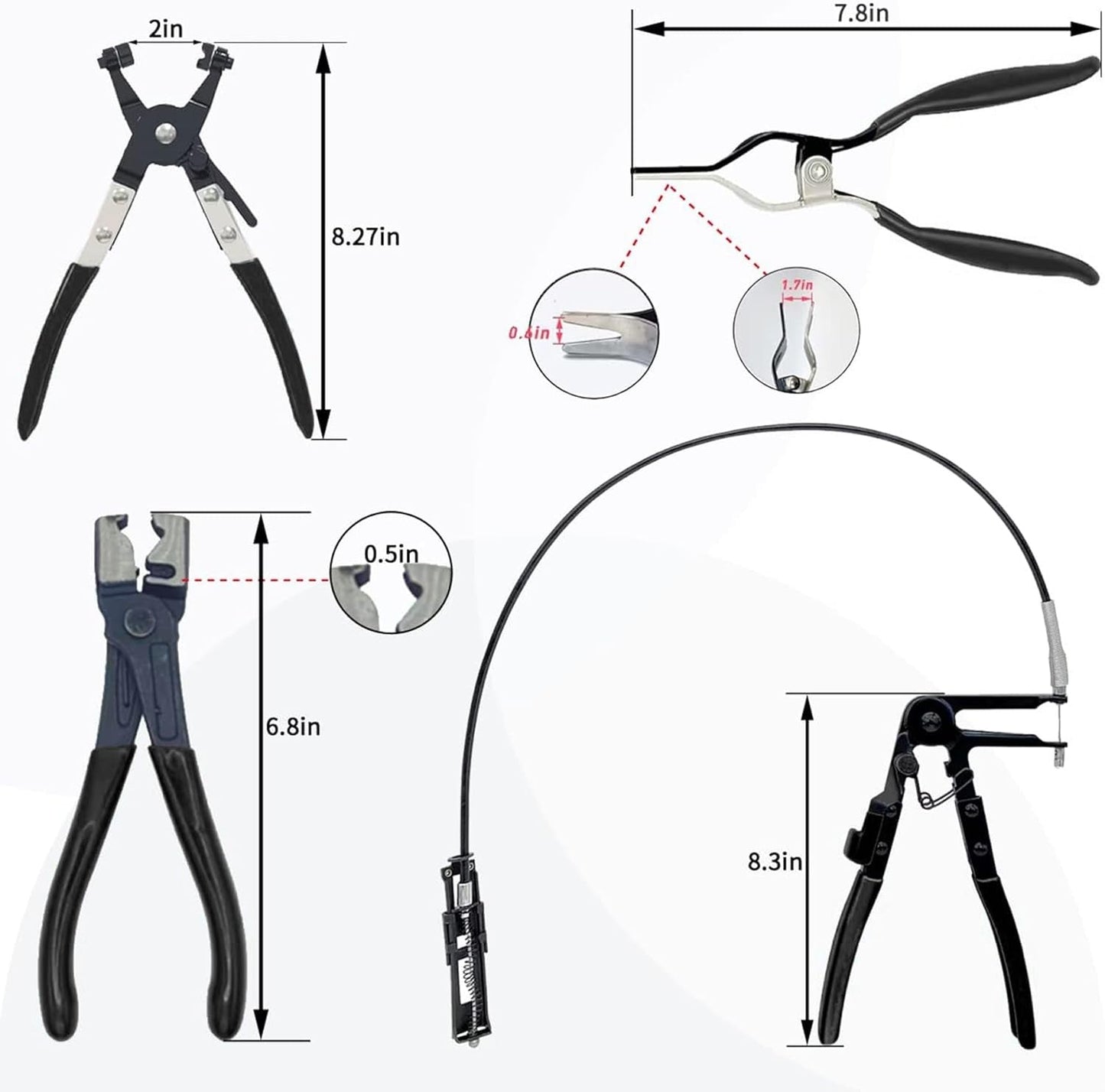 4 Pcs Hose Clamp Pliers Flat Band Hose Clamp Plier Hose Clamp Tool With 27" Long