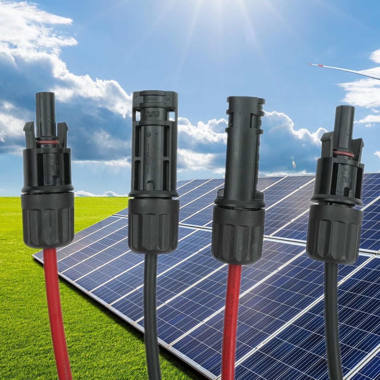 12AWG 30 feet Black + 30 feet Red Solar Panel Extension Cable and Connectors