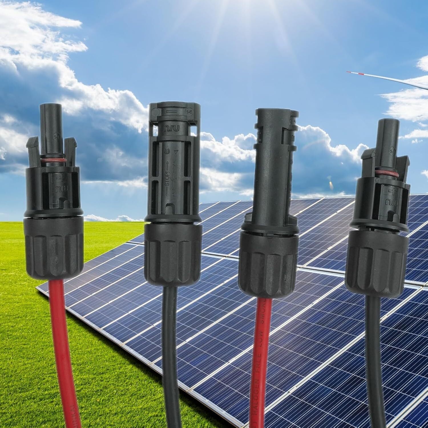 12AWG 30 feet Black + 30 feet Red Solar Panel Extension Cable and Connectors