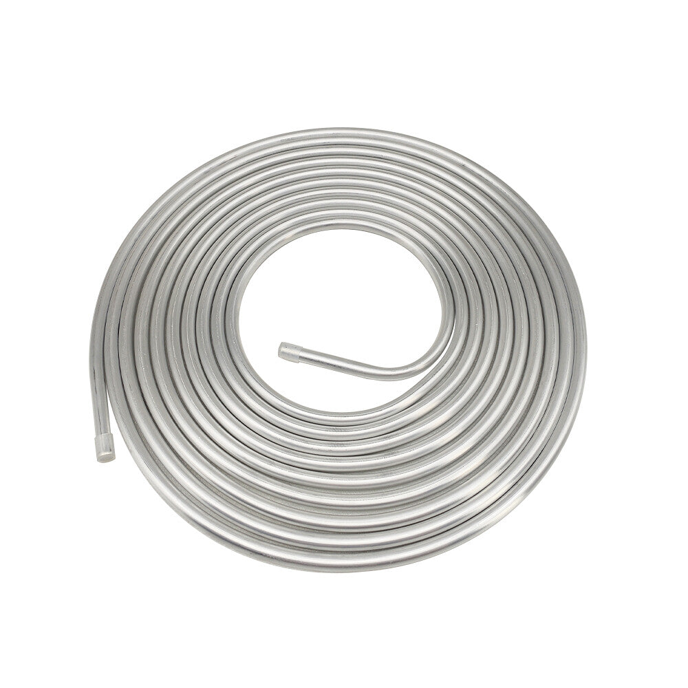 Performance 3/8" Diameter 25' Coiled Tubing Fuel Line Aluminum Silver New