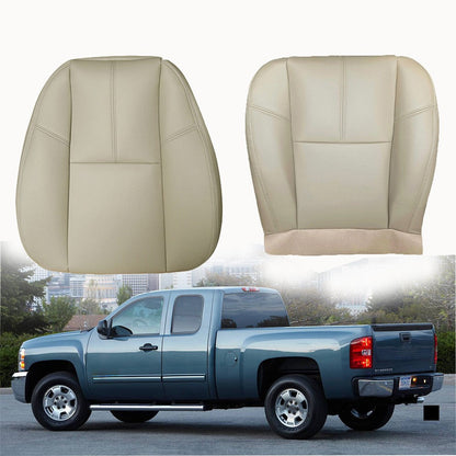 Driver Bottom & Top leather seat cover Light Tan For 2007-2014 Chevy Silverado