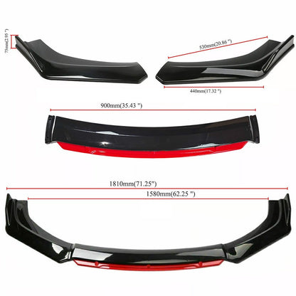 For Nissan Sentra/ Front Bumper Lip Spoiler Body Kit+Side Skirt Glossy Black