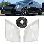 For Cadillac CTS 2008-2013 New A Pair Front Headlight Lens Clear Cover+Glue