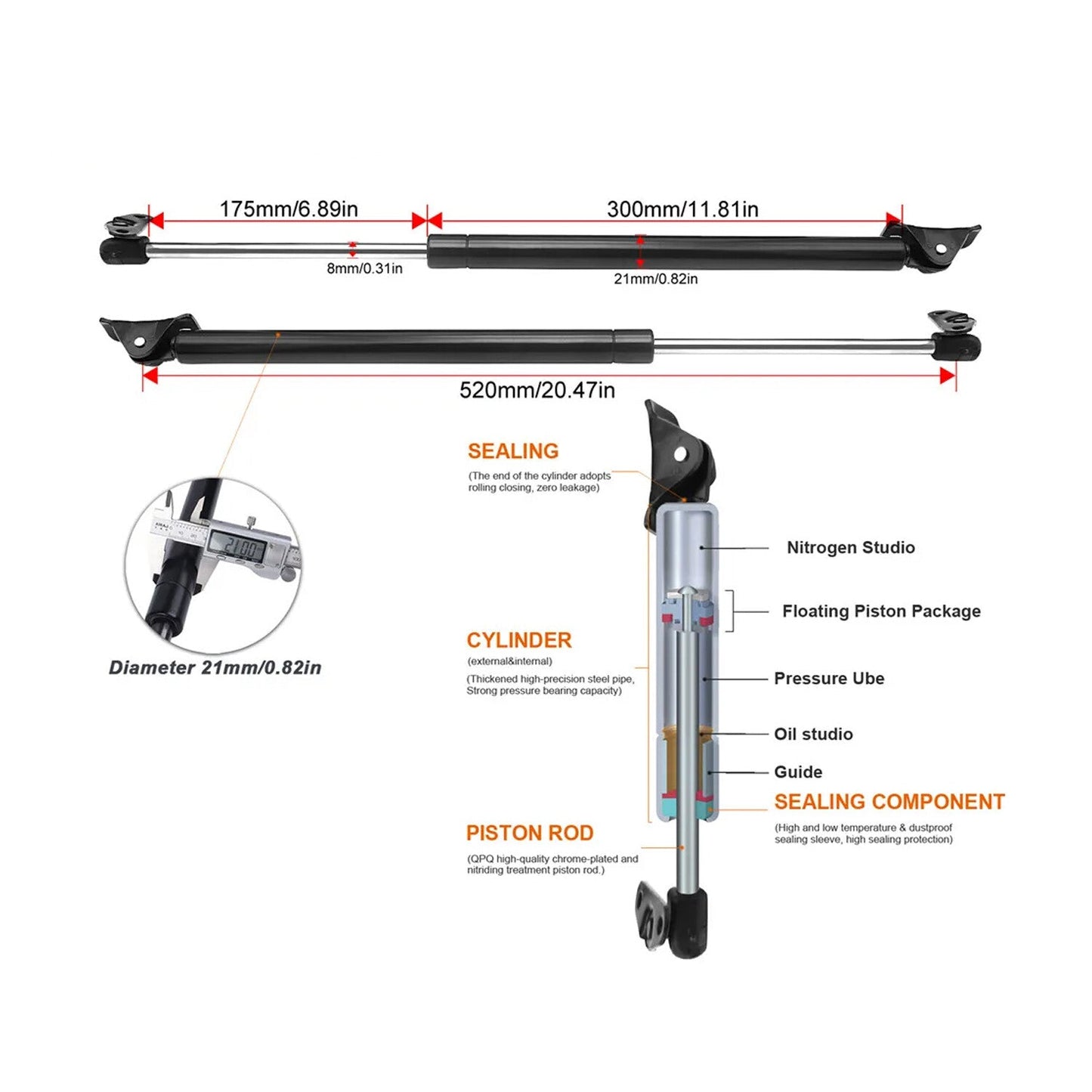 2x Liftgate Hatch Tailgate Lift Supports Gas Shocks For 1999 00-2003 Lexus RX300