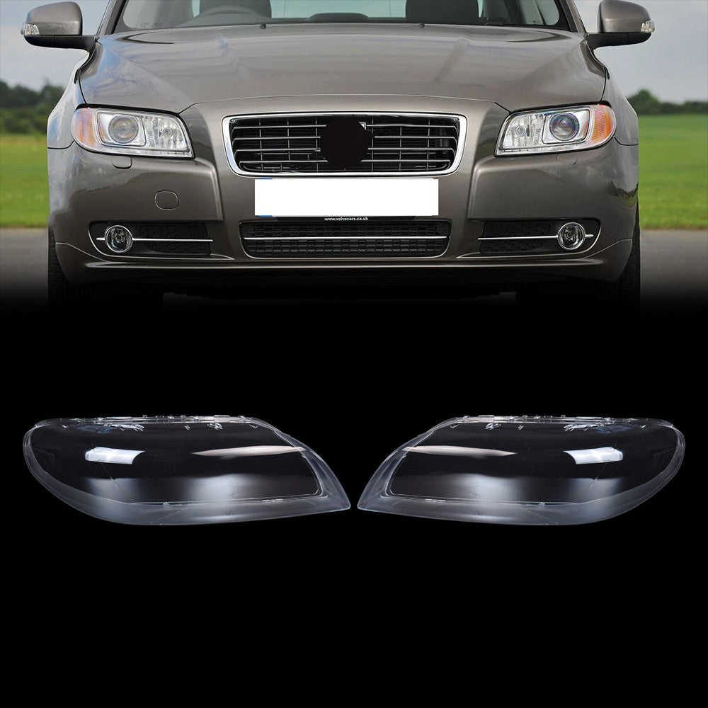2Pcs Left & Right Side Headlight Lens Covers Replacement For Volvo S80 2007-2016