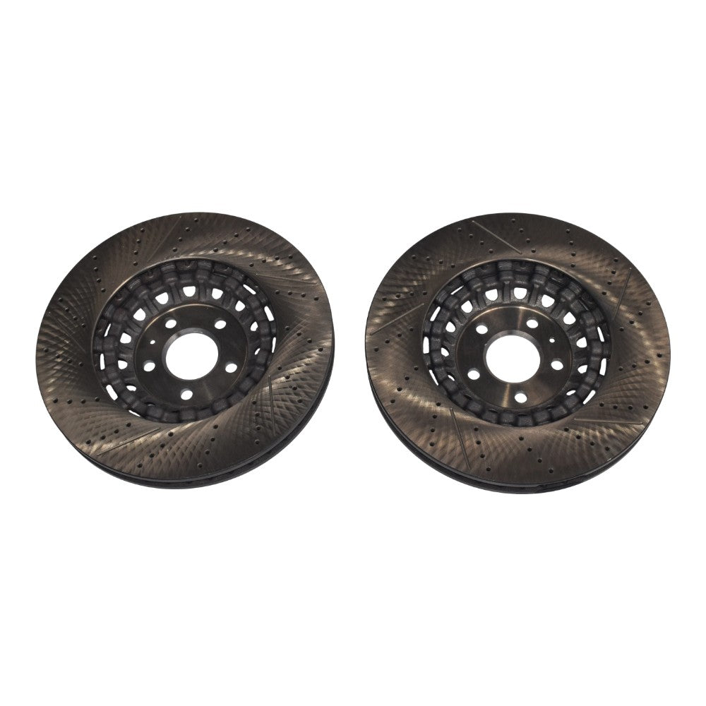New Pair Set of 2 Front 375mm Drilled Brake Disc Rotors for 2018-2023 Audi RS5