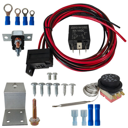 Adjustable 12V Electric Radiator Fan Thermostat 3-Pin Control Relay Wire Kit New