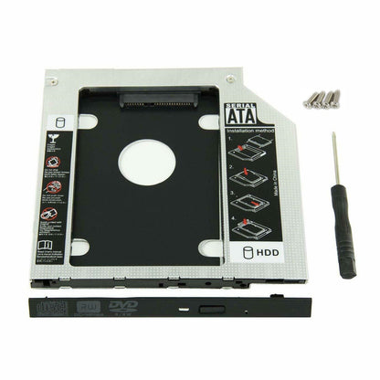 CD DVD ROM Optical Bay 9 5mm Universal SATA 2nd HDD SSD Hard Drive Caddy