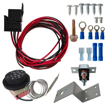 Adjustable 12V Electric Radiator Fan Thermostat 3-Pin Control Relay Wire Kit New