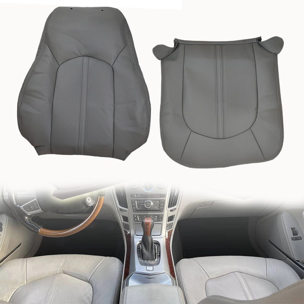Front Driver Bottom Top Leather Seat Cover Gray For 2008 - 2013 Cadillac CTS