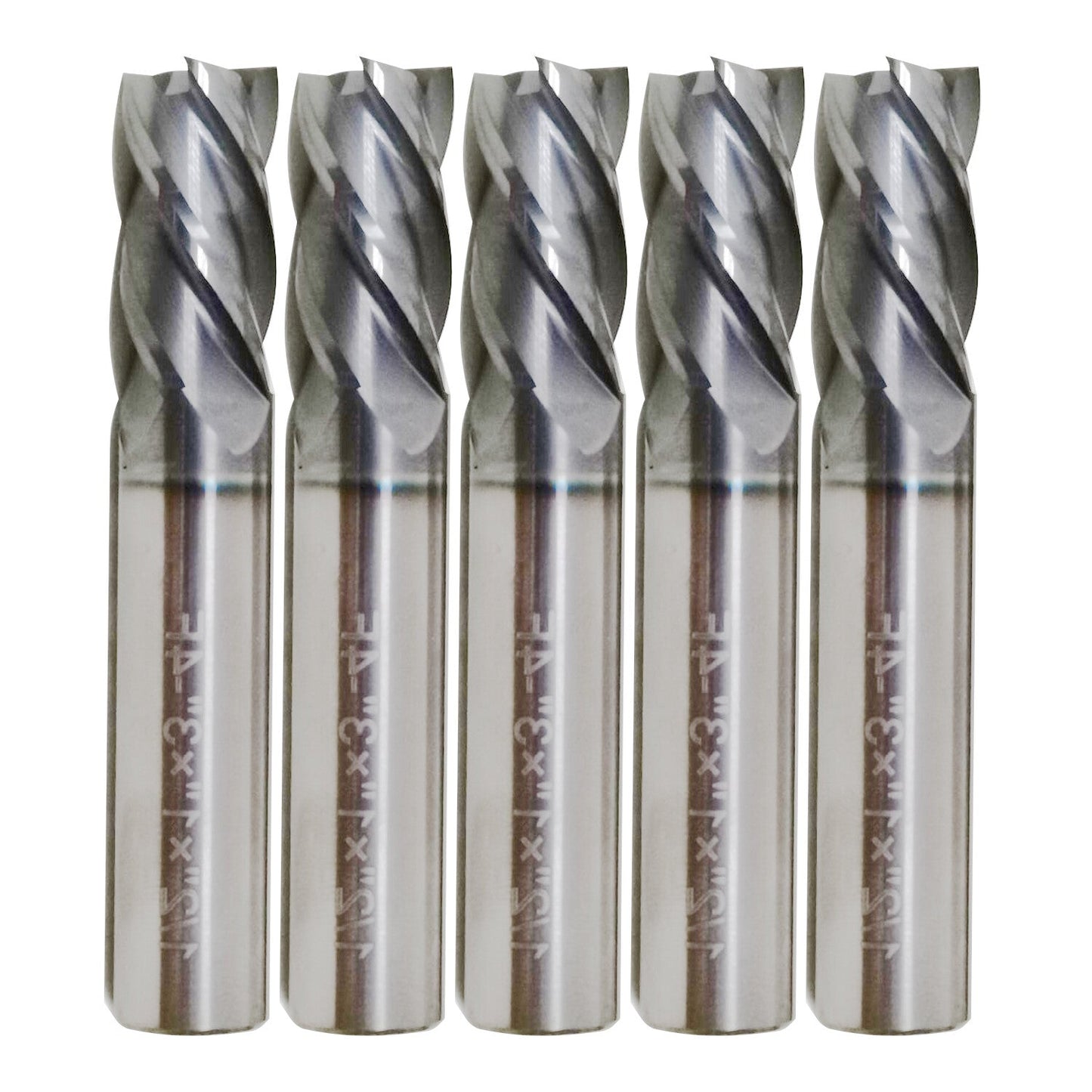 5 PCS 1/2 Inch 4 Flute Carbide End Mill Regular Length TiALN Coated