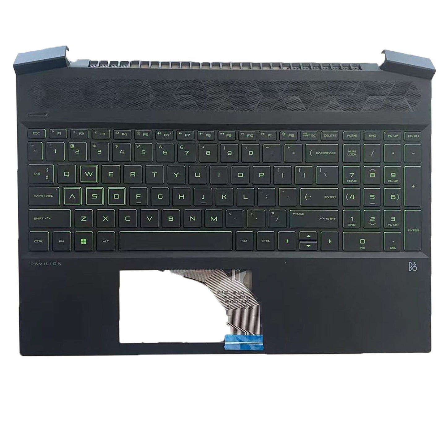 For HP Pavilion 15-EC 15-EC0003CA 15-EC0013DX Palmrest Keyboard Green Backlit US