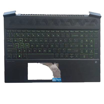 For HP Pavilion 15-EC 15-EC0003CA 15-EC0013DX Palmrest Keyboard Green Backlit US