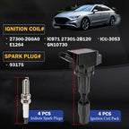 4 Ignition Coils Pack UF764 and Iridium Spark Plugs for K-ia Optima 2L 2.4L