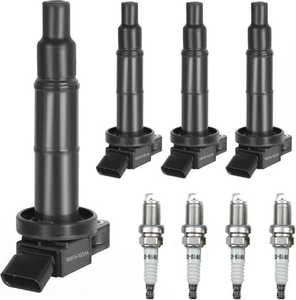 Ignition Coil Pack & Spark Plugs UF333 for 2.4L 02-10 Toyota Camry 01-08 Rav4