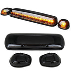 For Truck SUV Smoked Lens 3pc Cab Roof Marker Running Lights w/Amber LED Lamps