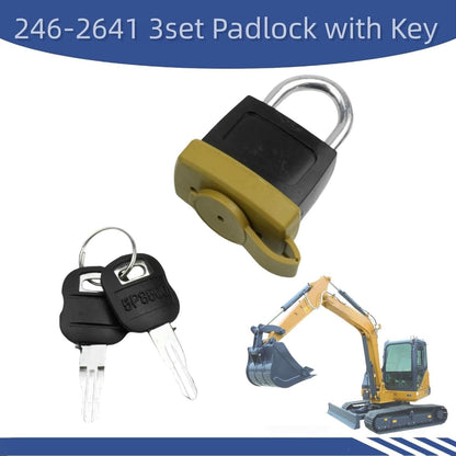 246-2641 3 set Padlock with Key For Caterpillar CAT Fuel Cap 7X7700 1428828