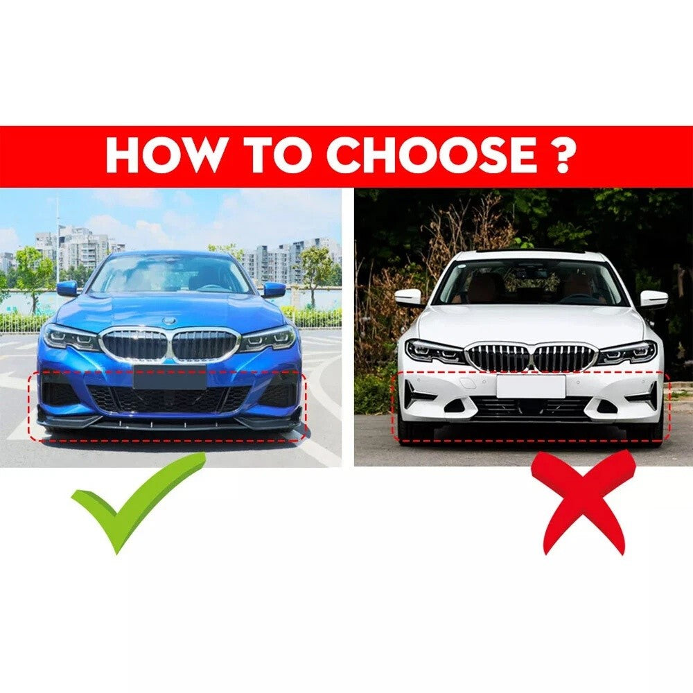 For BMW G20 330i M340i M Sport 2019-22 GT Style Gloss Black Front Bumper Lip Kit