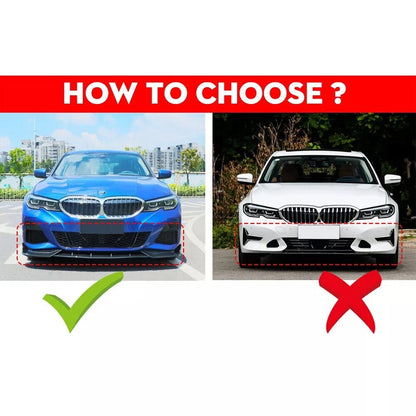 For BMW G20 330i M340i M Sport 2019-22 GT Style Gloss Black Front Bumper Lip Kit