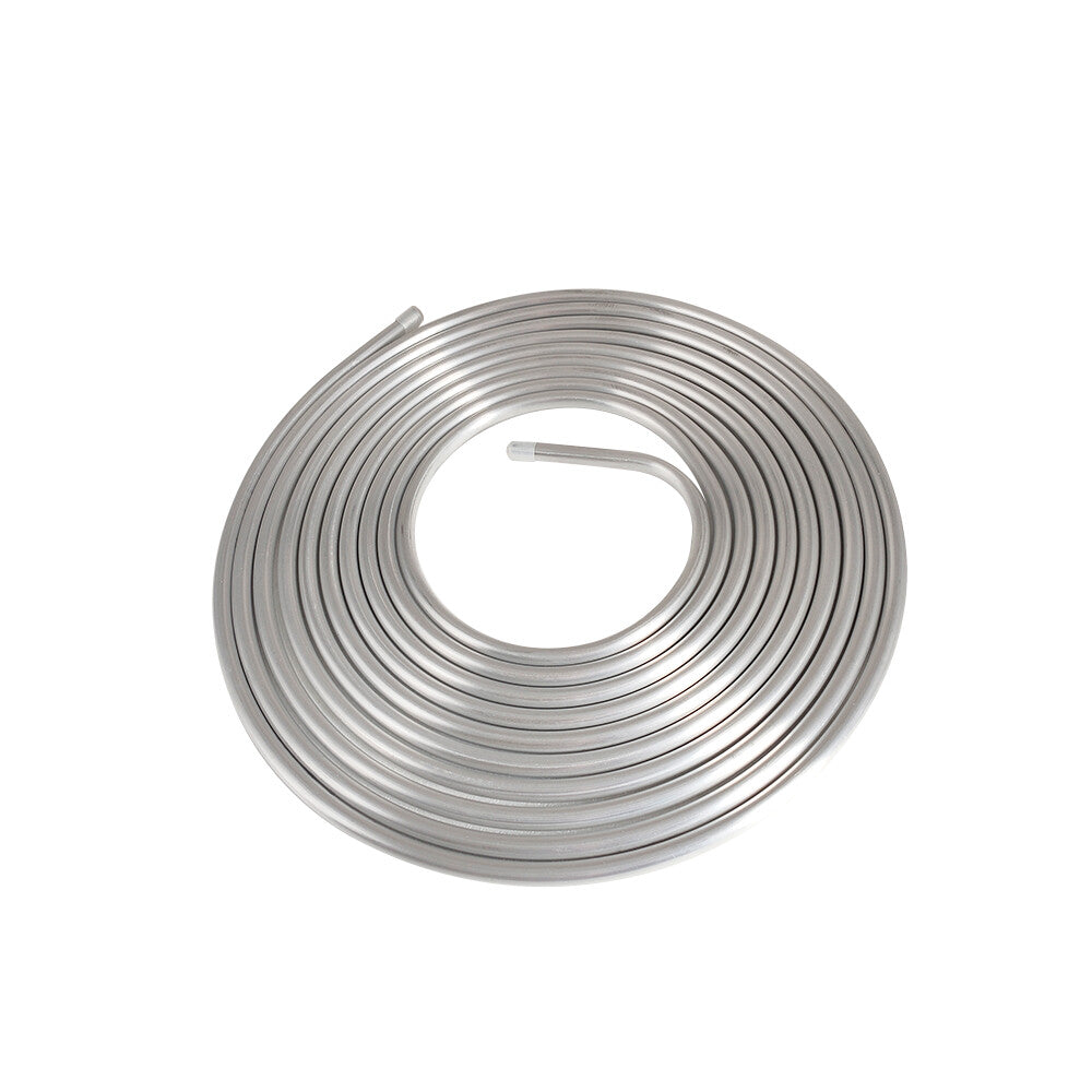Performance 3/8" Diameter 25' Coiled Tubing Fuel Line Aluminum Silver New