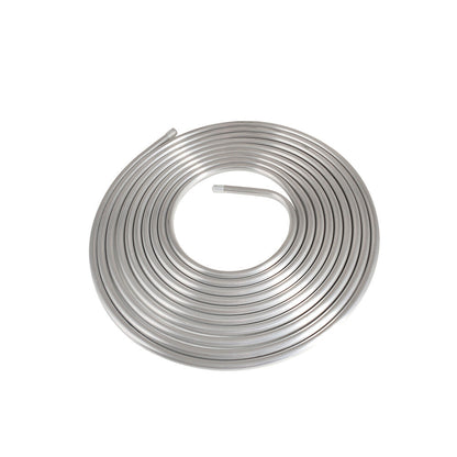 Performance 3/8" Diameter 25' Coiled Tubing Fuel Line Aluminum Silver New