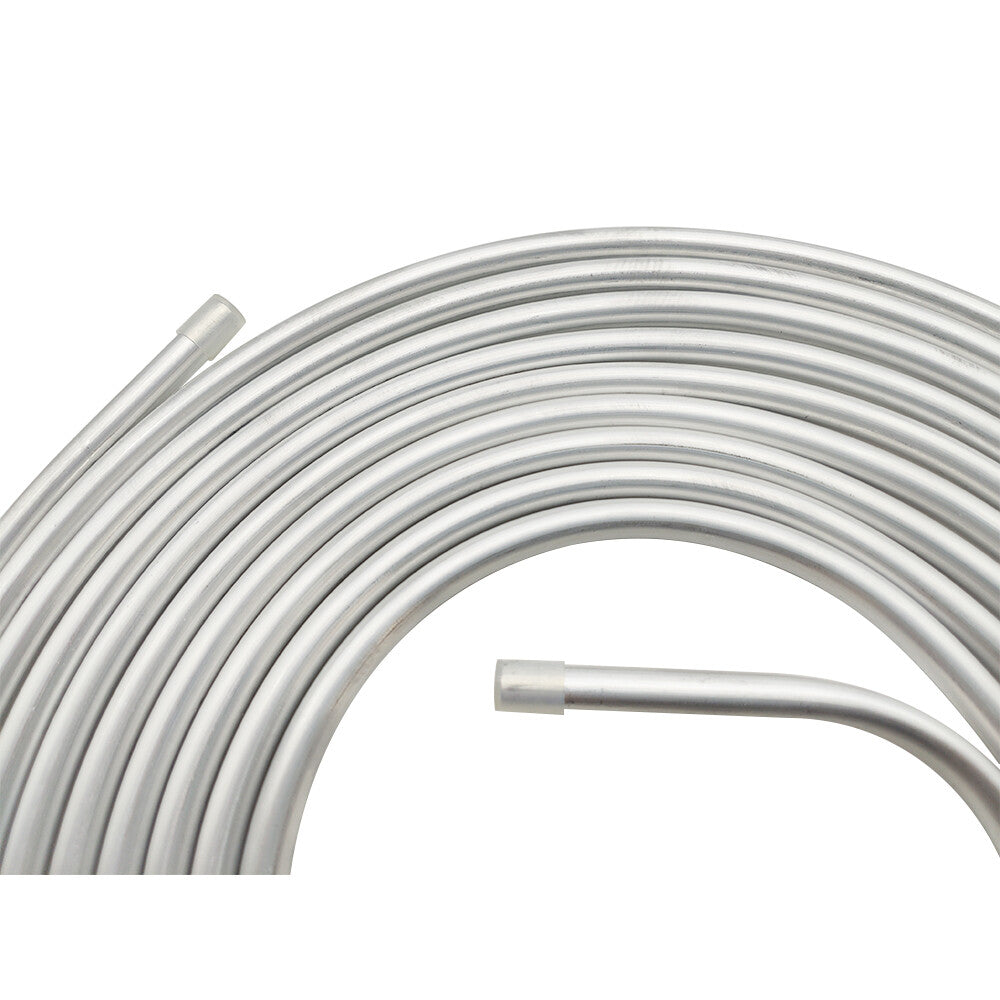 Performance 3/8" Diameter 25' Coiled Tubing Fuel Line Aluminum Silver New