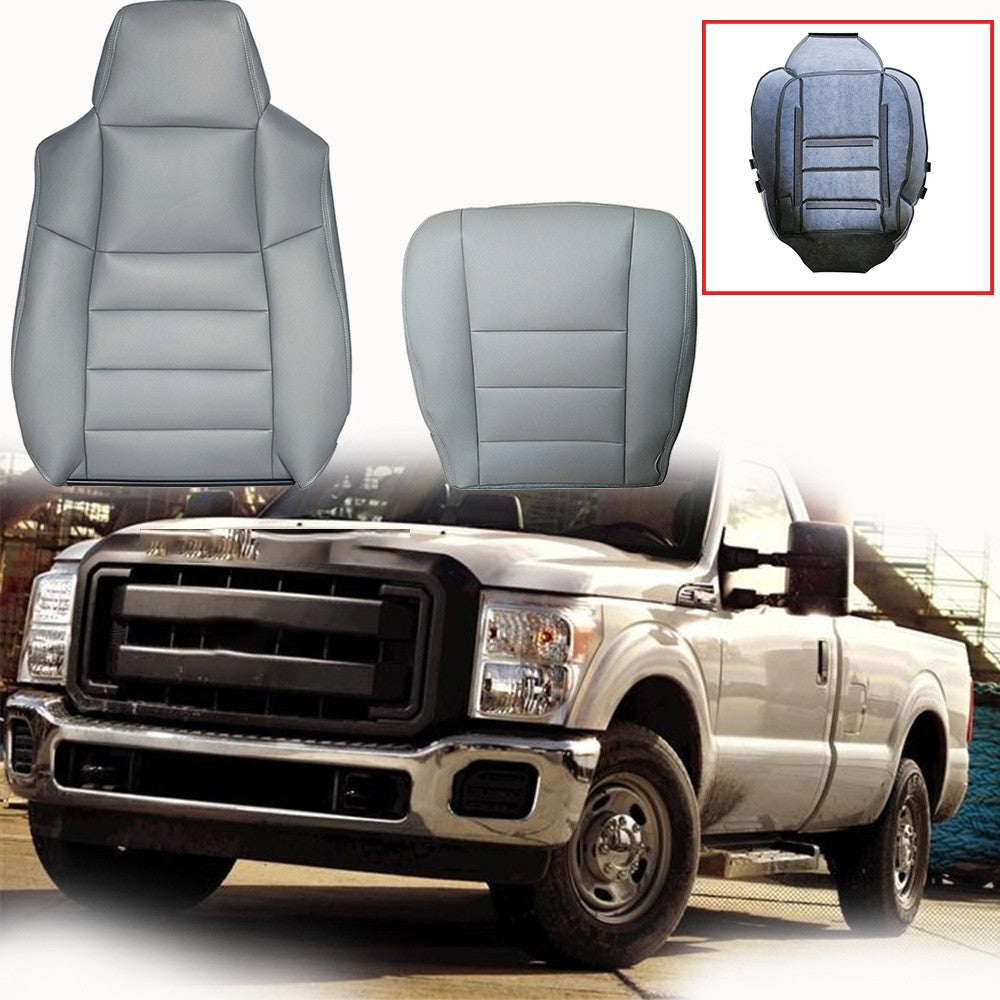 For 2002-2007 Ford F250 F350 Super Duty Driver Side Leather Seat Cover Gray