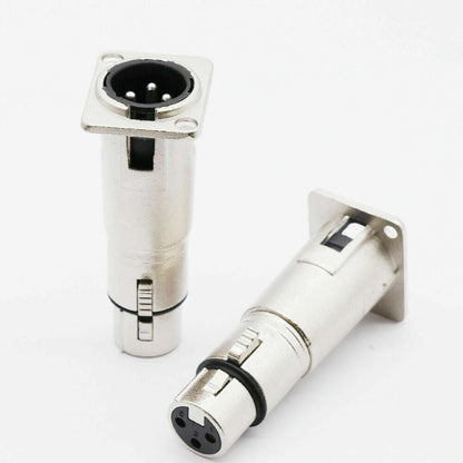 4 x 3 Pin XLR Male to Female Audio Pass Thru Feed Panel Mount Connector Adapter